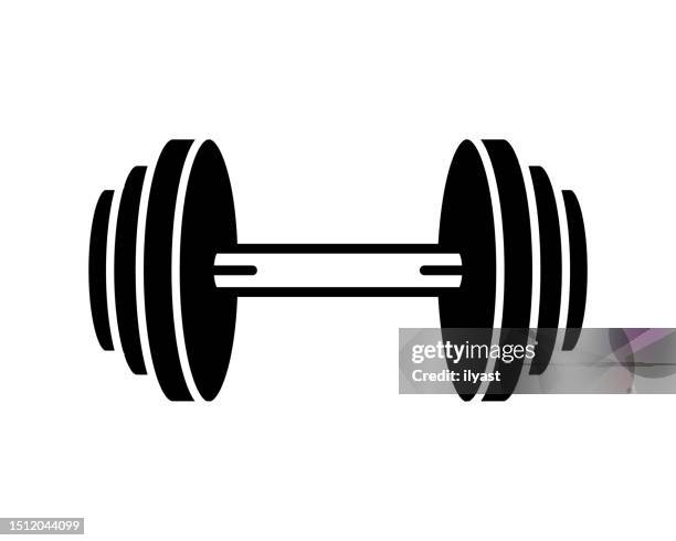 strength training black line & fill vector icon - dumbbell stock illustrations
