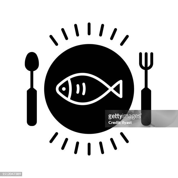 sea to plate black line & fill vector icon - fillet点のイラスト素材／クリップアート素材／マンガ素材／アイコン素材