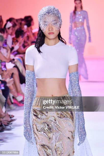 Model walks the runway during the Georges Hobeika Haute Couture Fall/Winter 2023-2024 fashion show as part of the Paris Haute Couture Fashion Week on...