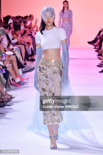 Model walks the runway during the Georges Hobeika Haute Couture Fall/Winter 2023-2024 fashion show as part of the Paris Haute Couture Fashion Week on...