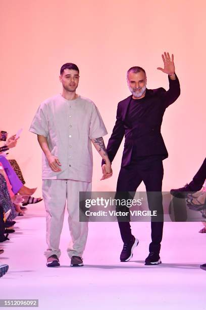 Lebanese fashion designer Georges Hobeika walks the runway during the Georges Hobeika Haute Couture Fall/Winter 2023-2024 fashion show as part of the...