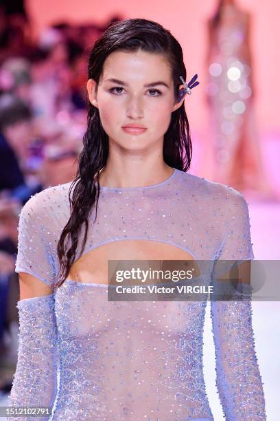 Model walks the runway during the Georges Hobeika Haute Couture Fall/Winter 2023-2024 fashion show as part of the Paris Haute Couture Fashion Week on...
