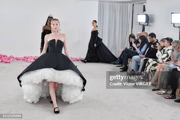 Model walks the runway during the Giambattista Valli Haute Couture Fall/Winter 2023-2024 fashion show as part of the Paris Haute Couture Fashion Week...