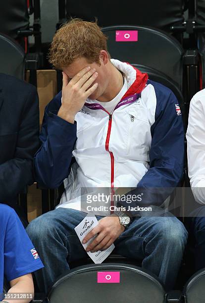 Prince Harry attends the Goalball on day 6 of the London 2012 Paralympic Games at The Copper Box on September 4, 2012 in London, England.