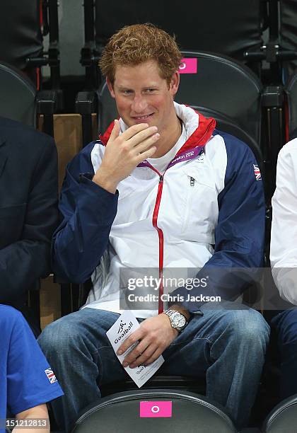 Prince Harry attends the Goalball on day 6 of the London 2012 Paralympic Games at The Copper Box on September 4, 2012 in London, England.