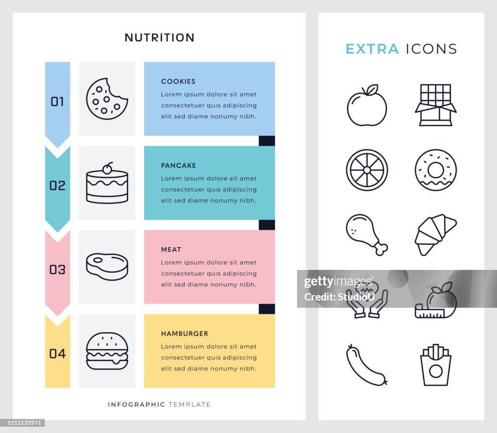 Nutrition Infographic Template And Line Icons.