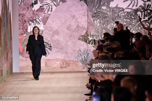 Fashion designer Maria Grazia Chiuri walks the runway during the Christian Dior Haute Couture Fall/Winter 2023-2024 fashion show as part of the Paris...