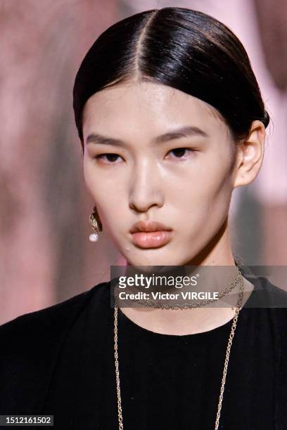 Model walks the runway during the Christian Dior Haute Couture Fall/Winter 2023-2024 fashion show as part of the Paris Haute Couture Fashion Week on...
