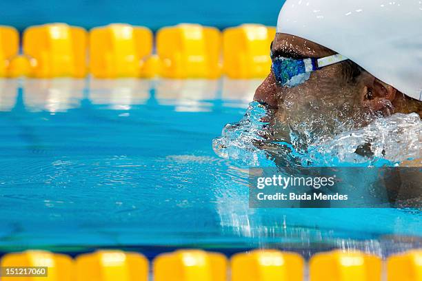 Daniel Dias of Brazil competes in the Men's 100m breaststroke SB4 on day 6 of the London 2012 Paralympic Games at Aquatics Centre on September 04,...