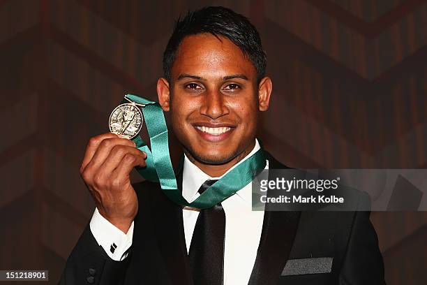 Ben Barba poses with the Dally M Medal at the 2012 NRL Dally M Awards at Sydney Town Hall on September 4, 2012 in Sydney, Australia.