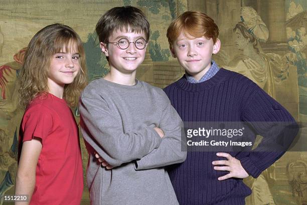 Warner Bros. Pictures announced August 21, 2000 that the young actor Daniel Radcliffe, center, has been named as the young actor who will play Harry...