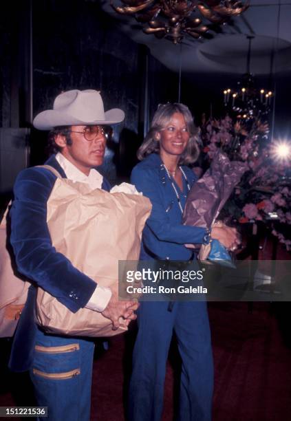 Singer Paul Anka and wife Anne DeZogheb being photographed on March 13, 1976 at the Beverly Wilshire Hotel in Beverly Hills, California.