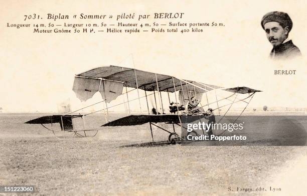 c. 1910 France photo postcard of Sommer biplane at airfield c. 1910 France photo postcard of Sommer biplane at airfield