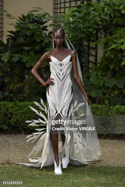 Model walks the runway during the Iris Van Herpen Haute Couture Fall/Winter 2023-2024 fashion show as part of the Paris Haute Couture Fashion Week on...