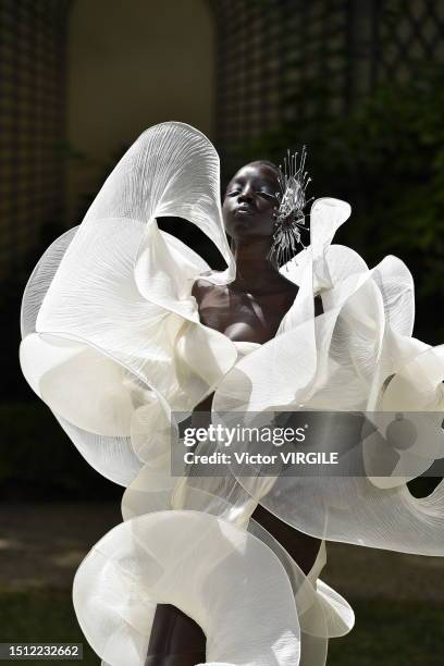 Model walks the runway during the Iris Van Herpen Haute Couture Fall/Winter 2023-2024 fashion show as part of the Paris Haute Couture Fashion Week on...