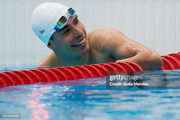 Daniel Dias of Brazil competes in the Men's 100m breaststroke SB4 on day 6 of the London 2012 Paralympic Games at Aquatics Centre on September 04,...