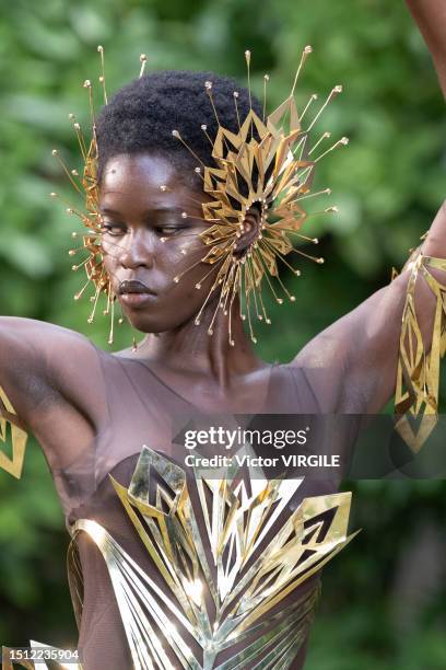 Model walks the runway during the Iris Van Herpen Haute Couture Fall/Winter 2023-2024 fashion show as part of the Paris Haute Couture Fashion Week on...