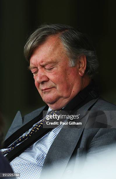 Ken Clarke sits the stands during day one of the LV County Championship Division One match between Surrey and Nottinghamshire at The Kia Oval on...