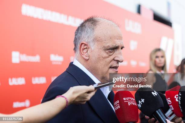 Javier Tebas attends the LALIGA Photocall at Madrid Content City on July 03, 2023 in Madrid, Spain.