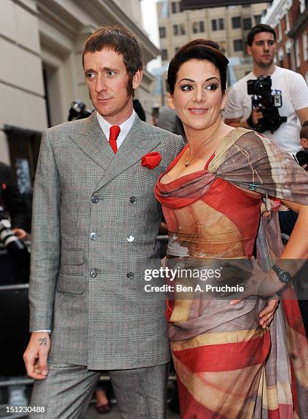 Bradley Wiggins with wife Catherine Wiggins attends the GQ Men of the Year Awards 2012 at The Royal Opera House on September 4, 2012 in London,...
