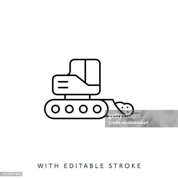 excavator line icon.editable stroke - construction vehicles stock illustrations