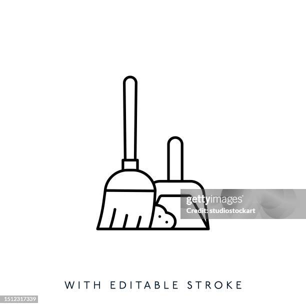 ilustrações de stock, clip art, desenhos animados e ícones de scoop, bucket, brush line icon.editable stroke - vassoura