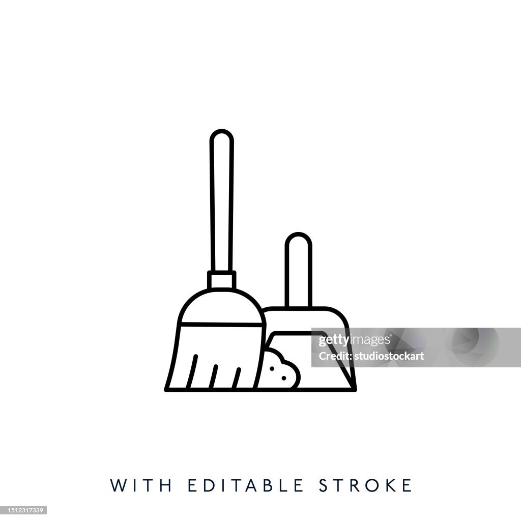Scoop, bucket, brush line icon.Editable stroke