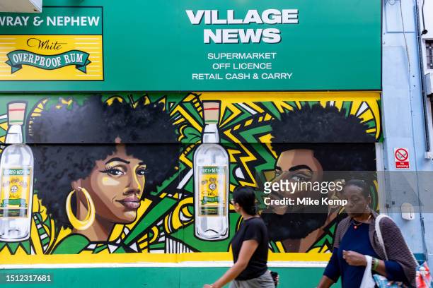 Wray & Nephew white rum advertising mural inside Brixton Village in the diverse community of Brixton on 22nd June 2023 in London, United Kingdom....