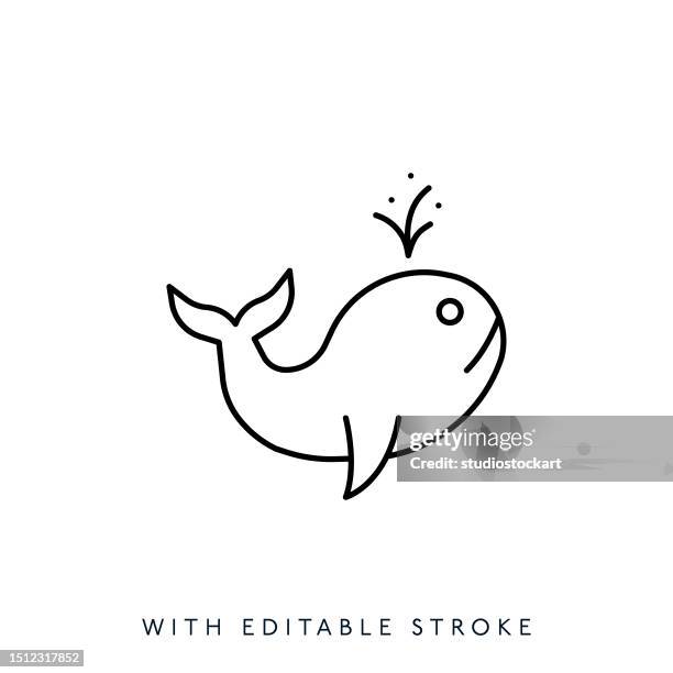 whale line icon.editable stroke - whale tail illustration stock illustrations