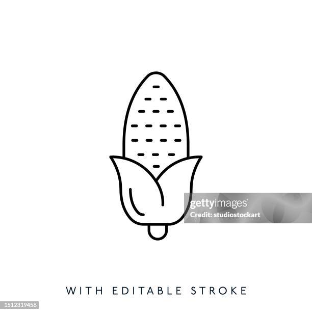 corn line icon - editable stroke - beekeeper stock illustrations