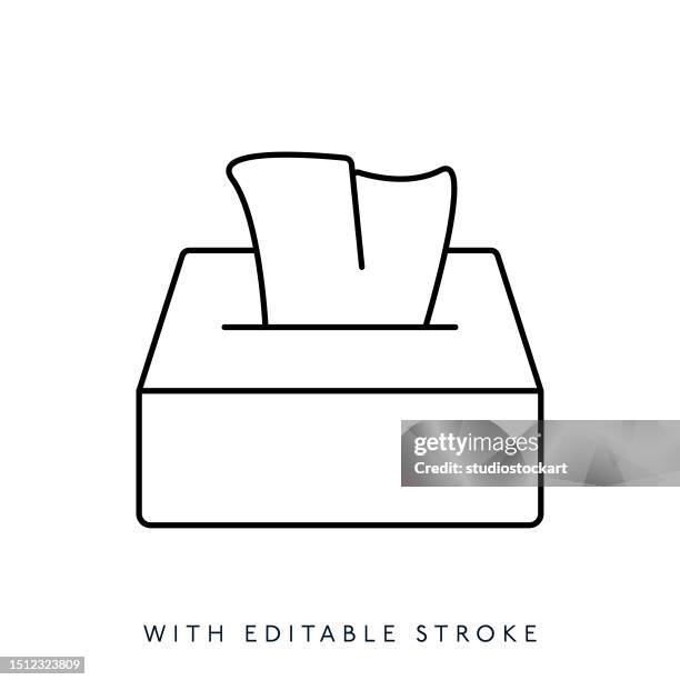 tissue paper napkins box line icon editable stroke - tissue softness stock illustrations