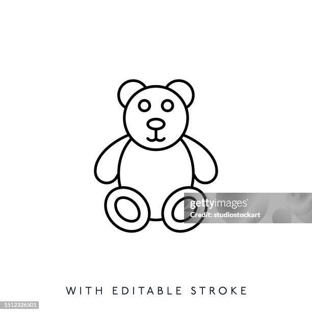 teddy bear line icon, editable stroke - turkey stuffing stock illustrations