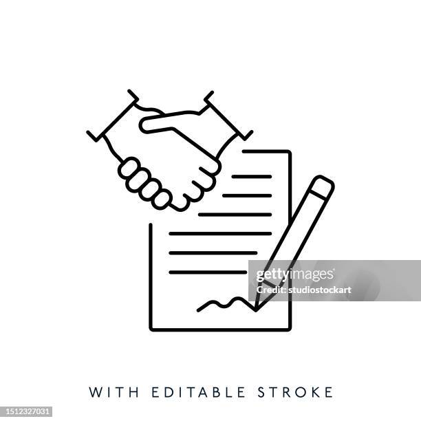 contract line icon editable stroke - agreement stock illustrations