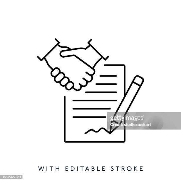 contract line icon editable stroke - notary stock illustrations