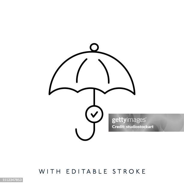 insurance policy line icon editable stroke - spring rain stock illustrations