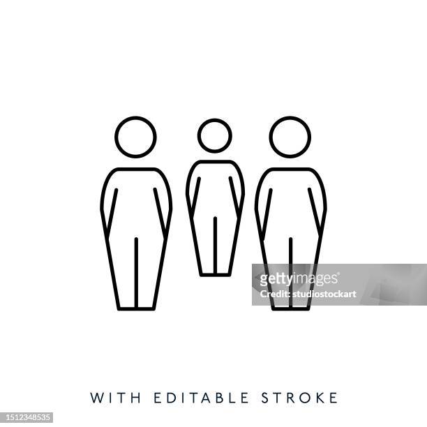 workers line icon.editable stroke - one in three people stock illustrations