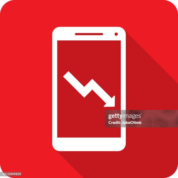 arrow declining smartphone icon silhouette - value stream stock illustrations