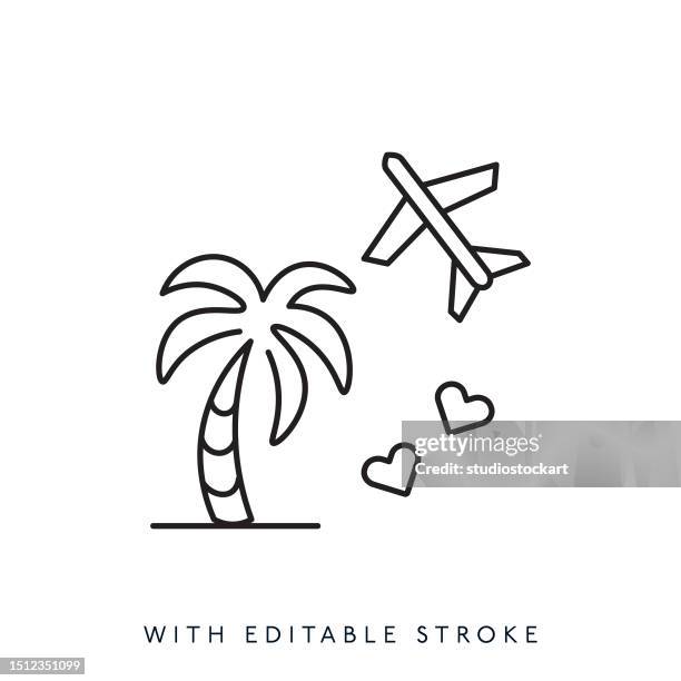 travel & vacation line icon editable stroke - chaise longue stock illustrations