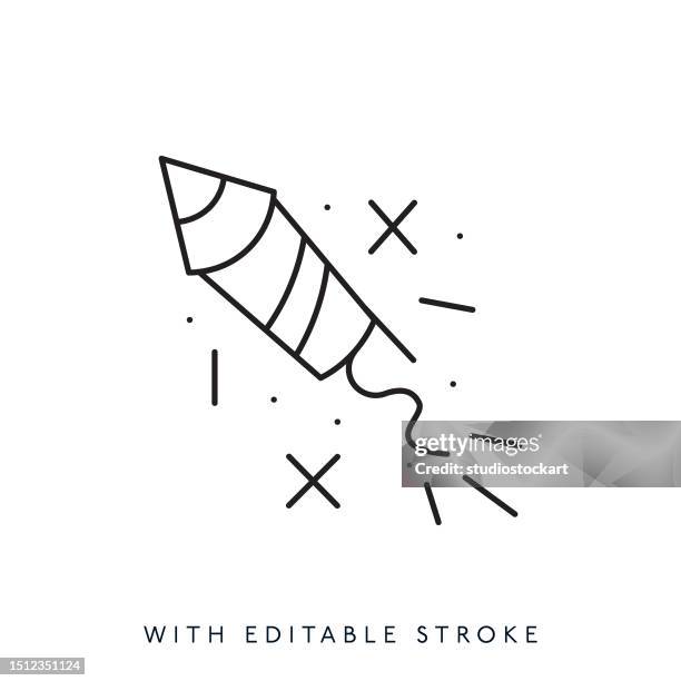 firework rocket line icon editable stroke - firework rocket stock illustrations