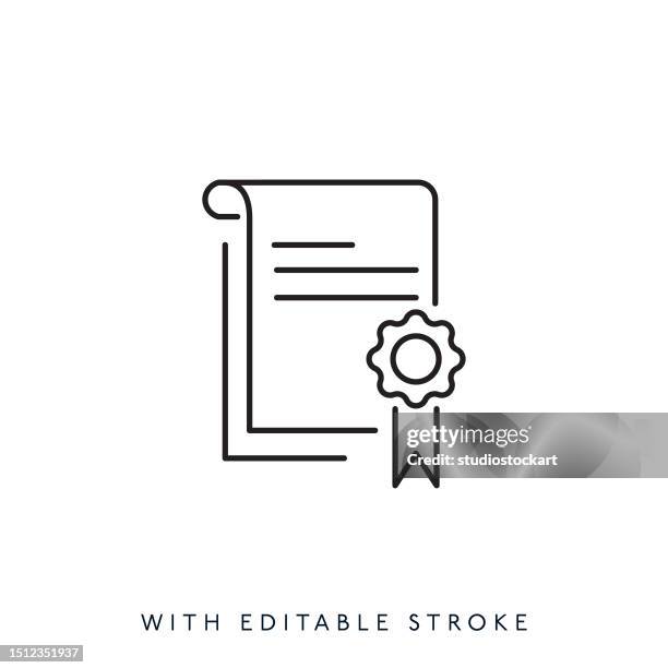 certificate icon with editable stroke - certificate icon editable stock illustrations