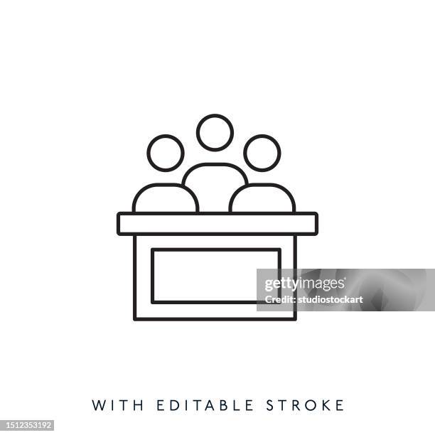 thin line jury icon editable stroke - commissioner icon stock illustrations