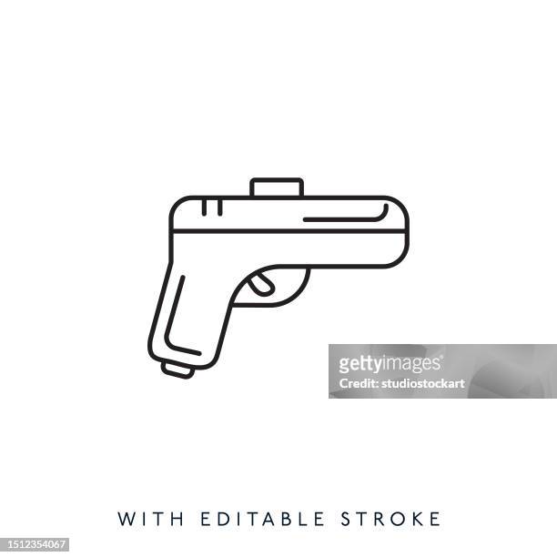 gun line icon editable stroke - trigger warning stock illustrations