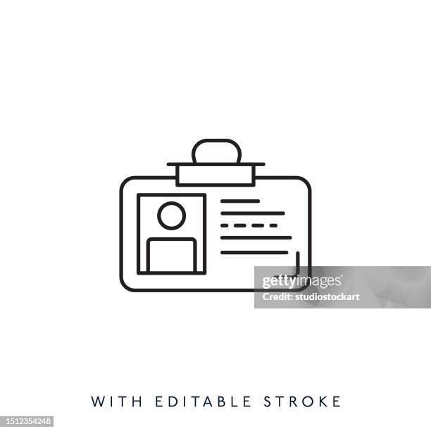 id card line icon editable stroke - work access card stock illustrations