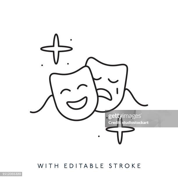 theater sign line icon editable stroke - acting stock illustrations