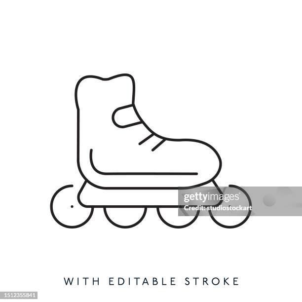 roller skates line icon editable stroke - extreme in line skating stock illustrations