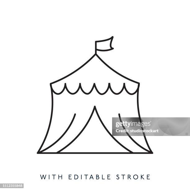 stockillustraties, clipart, cartoons en iconen met circus vector line icon editable stroke - feesttent
