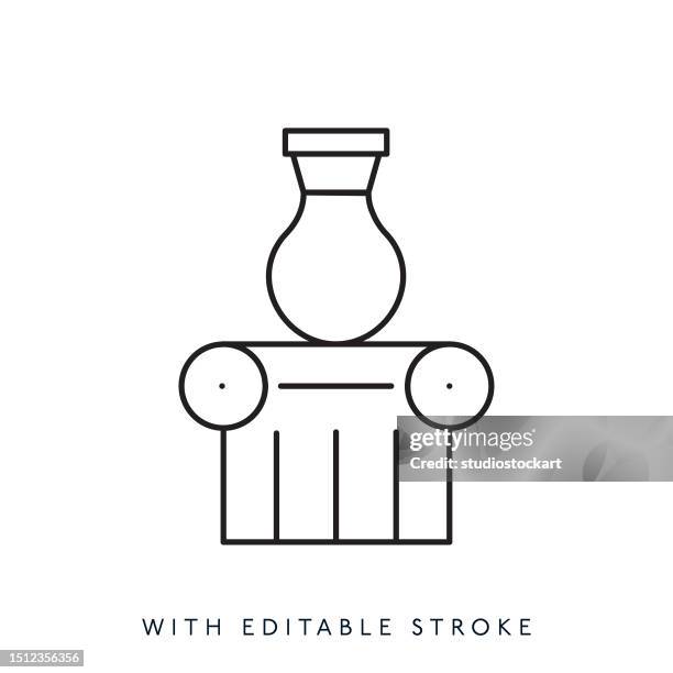 illustrations, cliparts, dessins animés et icônes de icône de ligne de vase ancien trait modifiable - amphore