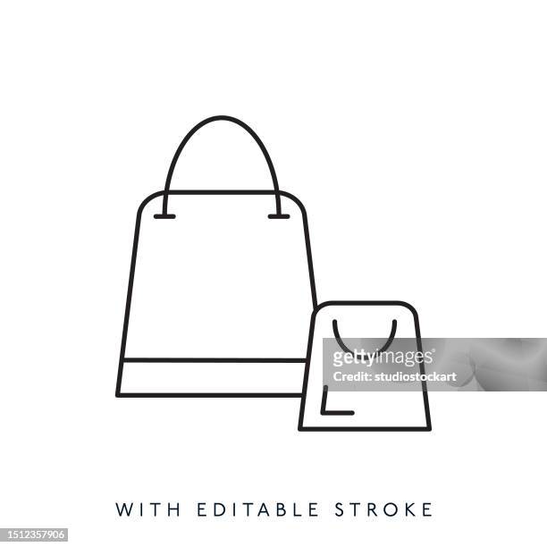 shopping bag line icon, editable stroke - square one mall stock illustrations