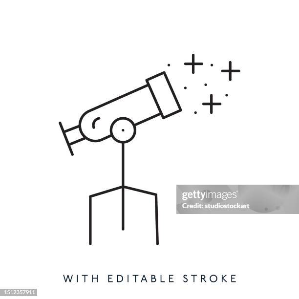 telescope line icon. editable stroke - observatory stock illustrations
