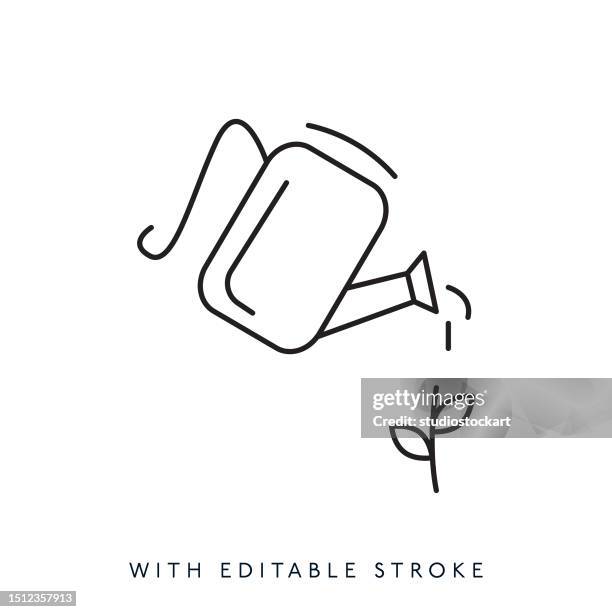 Watering Can That Waters Plants Line Iconeditable Stroke High-Res